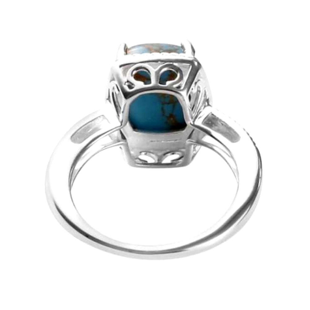 S925 Mojave Blue Turquoise Western Solitaire Ring - Picture 4 of 5